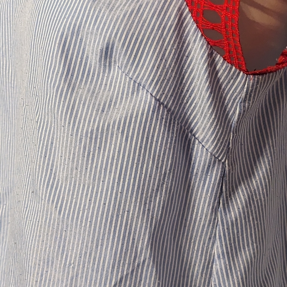 Medium Maeve anthropology swing knit sleeve summer horizontal pinstripe denim - Picture 6 of 8